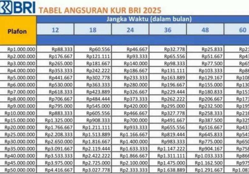 Modal Usaha Rp250 Juta Hanya Cicil Rp146 Ribu per Bulan! Cek Tabel Angsuran Non KUR BRI 2025